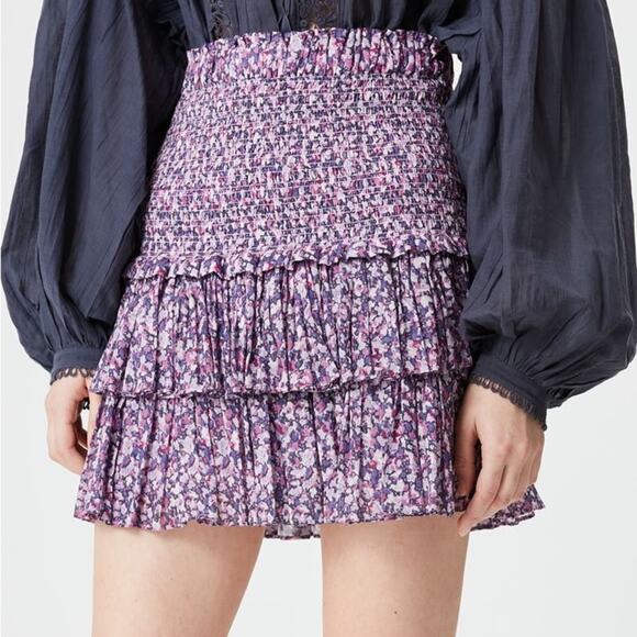 Isabel Marant Dresses & Skirts - Isabel Marant Floral Smocked Mini Skirt Purple Size 6 Retails $350